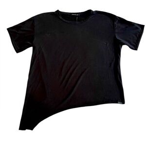 Koral by Ilana Kugal Black Asymmetrical Short‎ Sleeve Tee – XS